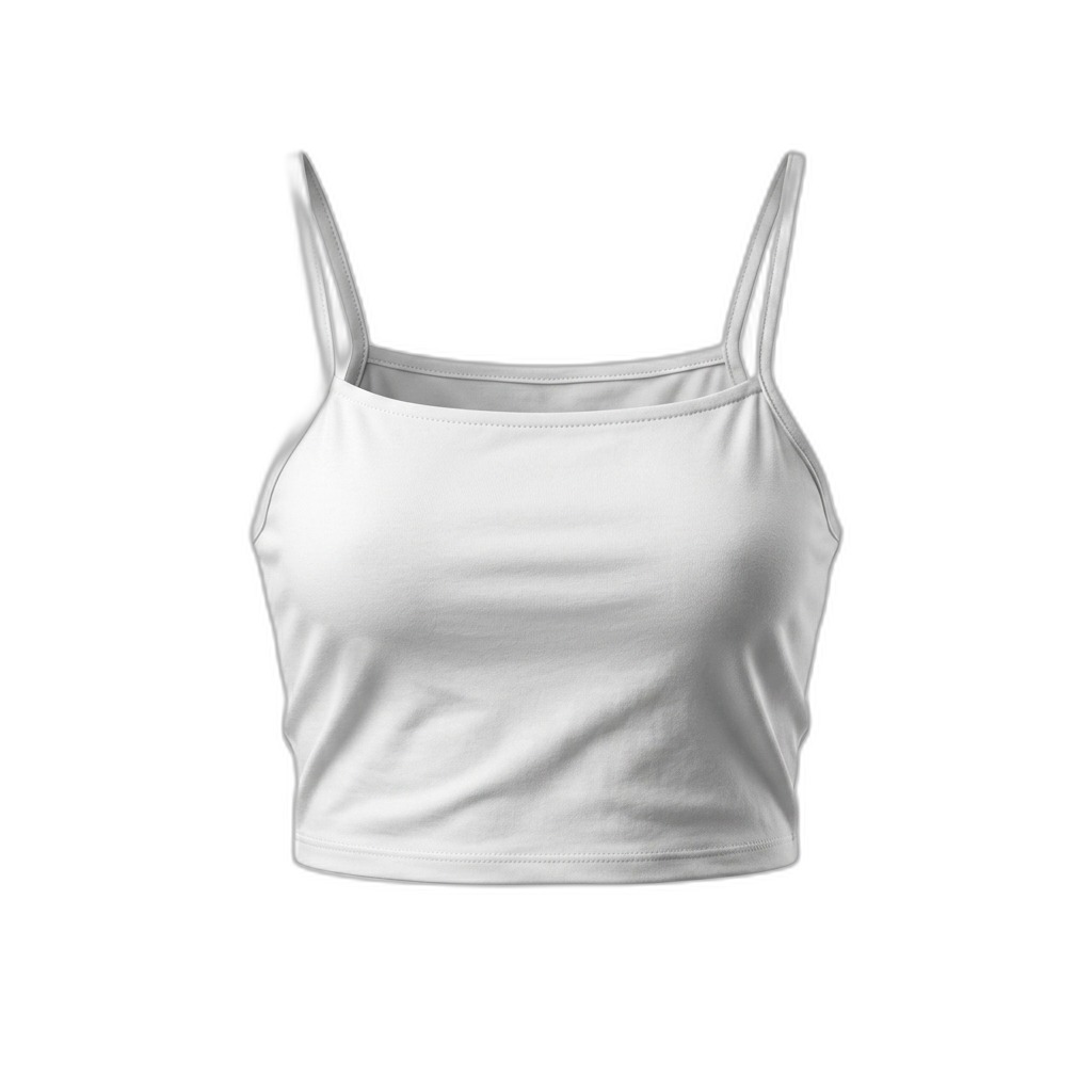 White Square Neck Cami Crop Top for Women