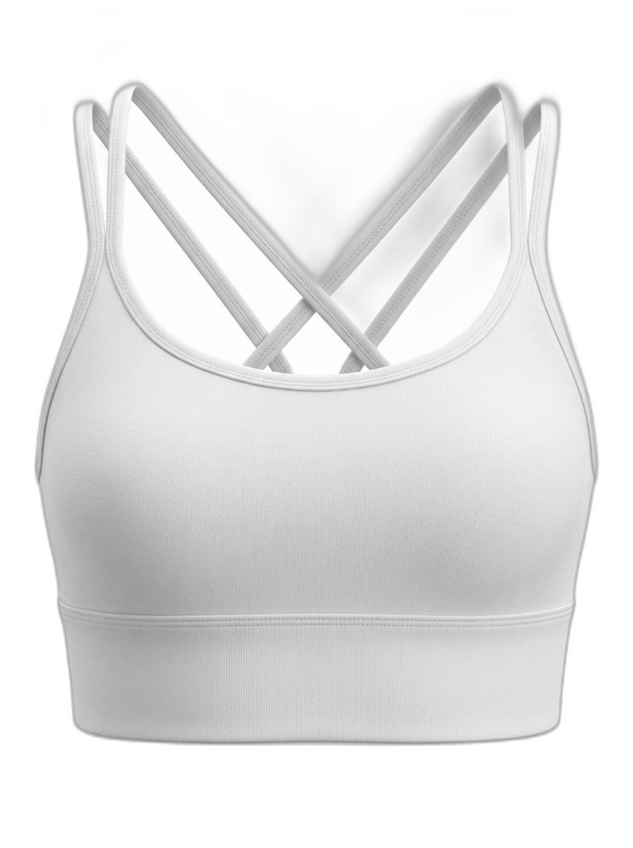 Women's White Criss-Cross Sports Bra