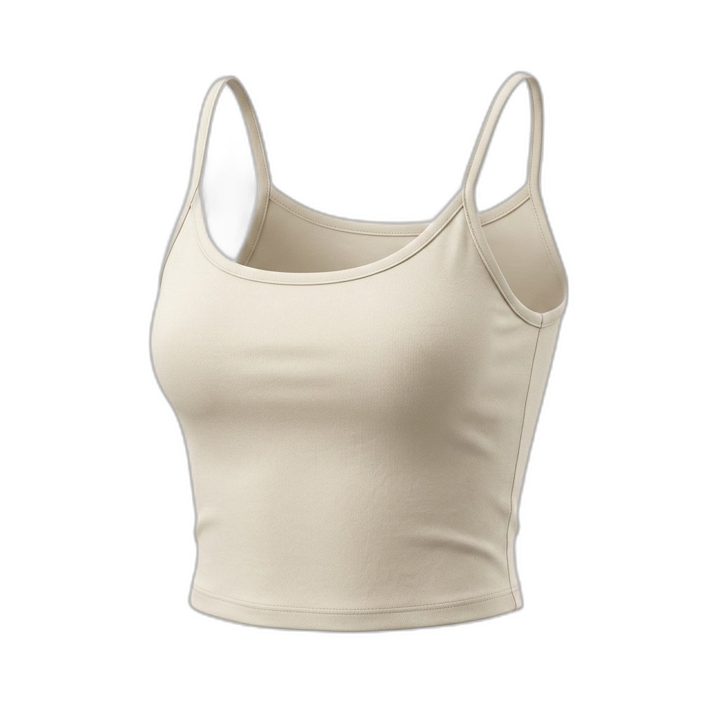 Women's Solid Beige Crop Cami Top