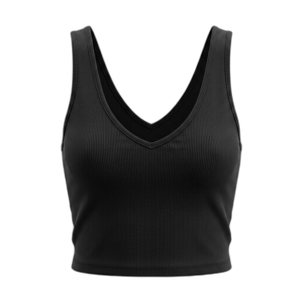 Women's Ribbed V-Neck Crop Top