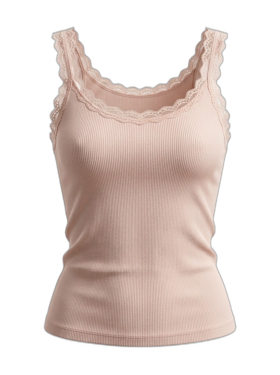 Women's Ribbed Lace Trim Camisole Top