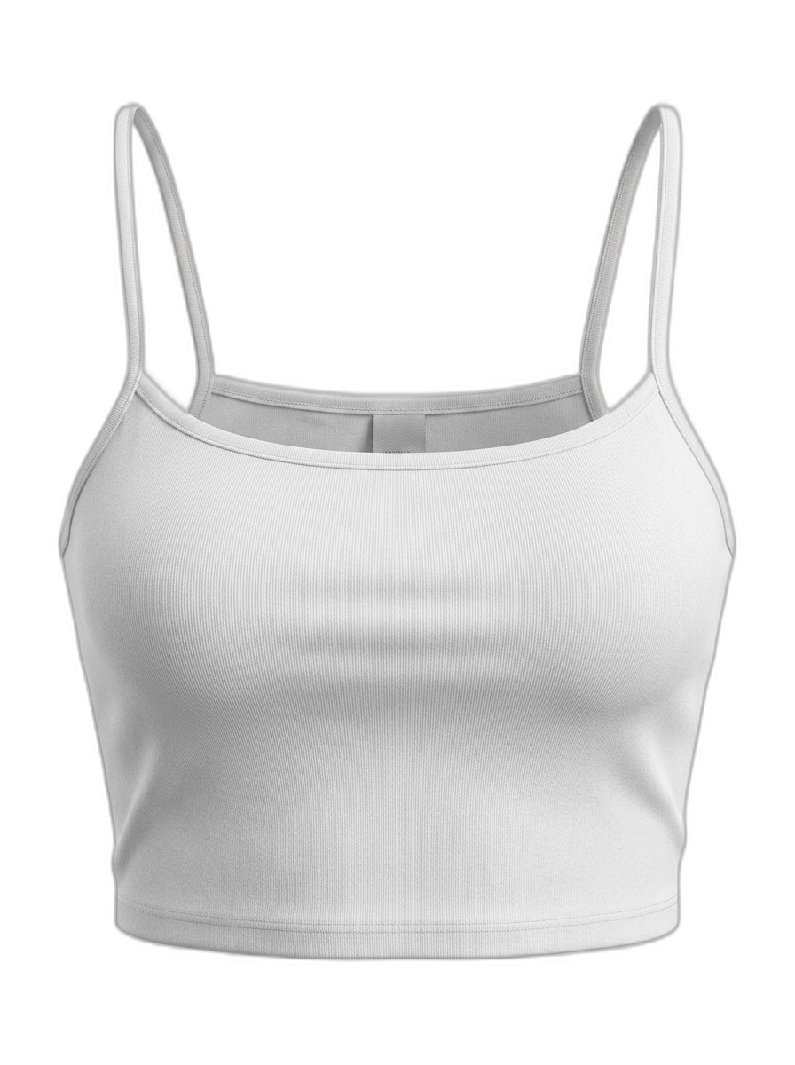 White Ribbed Sleeveless Crop Top for Women
