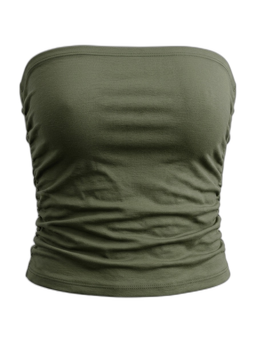 Women's Strapless Ruched Tube Top for Casual Wear