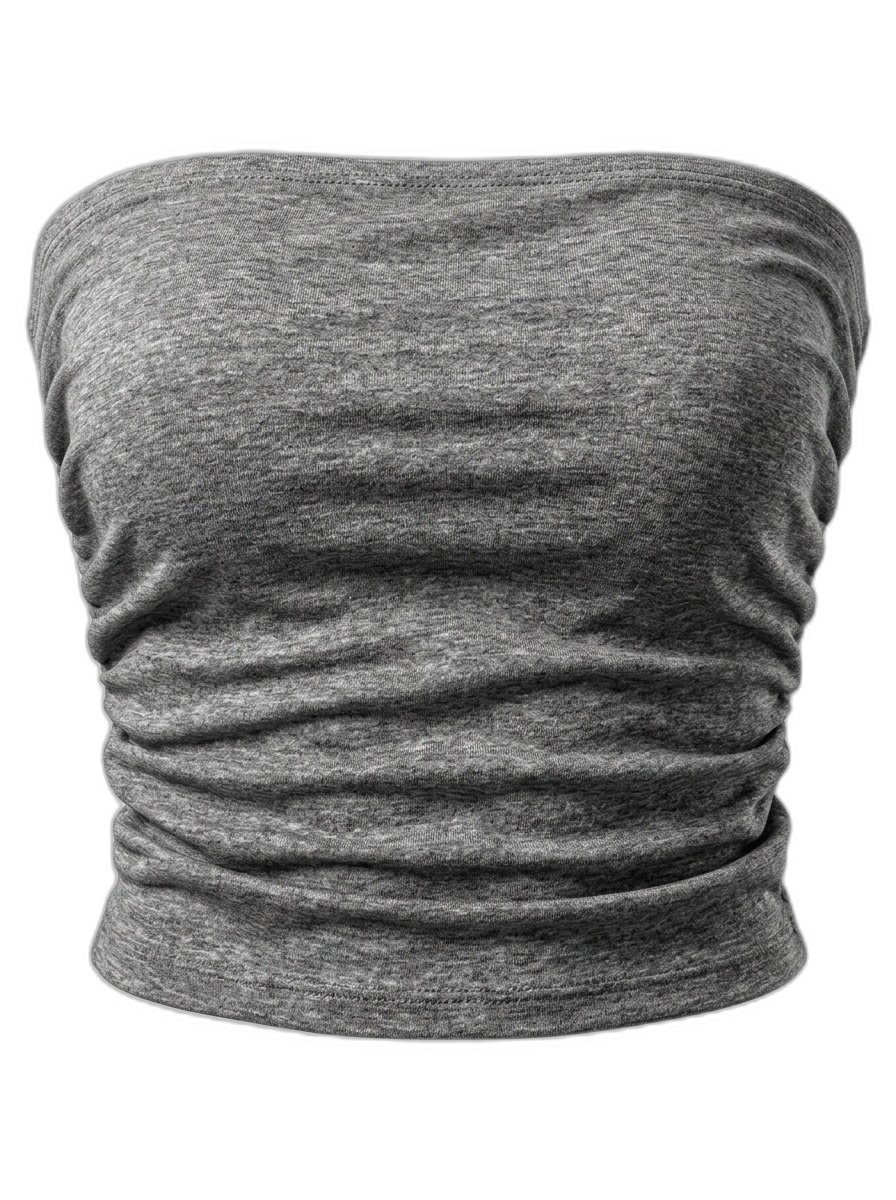 Grey Ruched Strapless Tube Top for Women