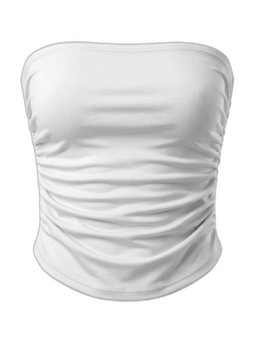 Women's Ruched White Strapless Tube Top