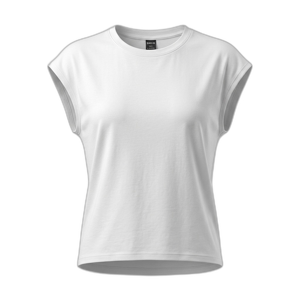 SHEIN White Cap Sleeve Round Neck T-Shirt for Women