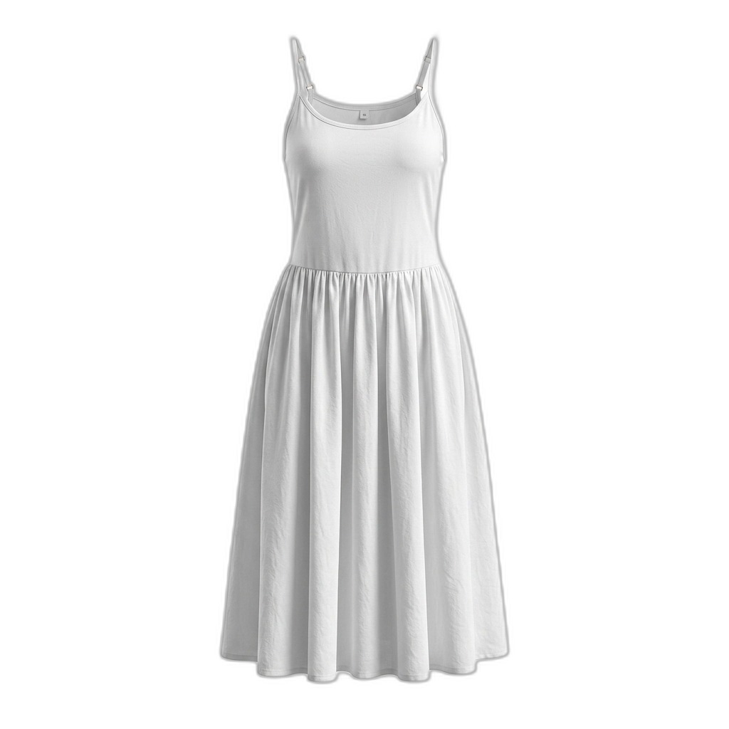 White Sleeveless Midi Dress for Women