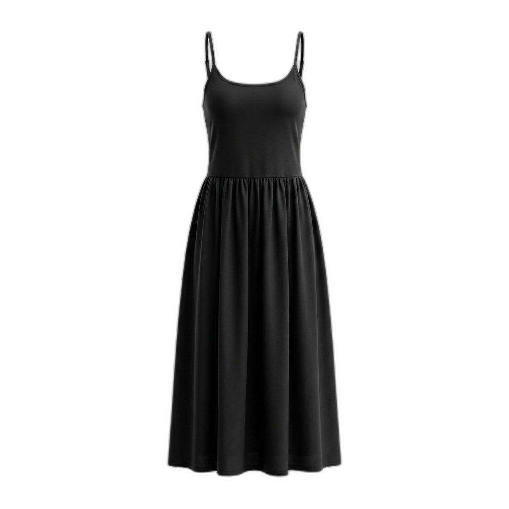 Black Sleeveless Midi Dress for Women
