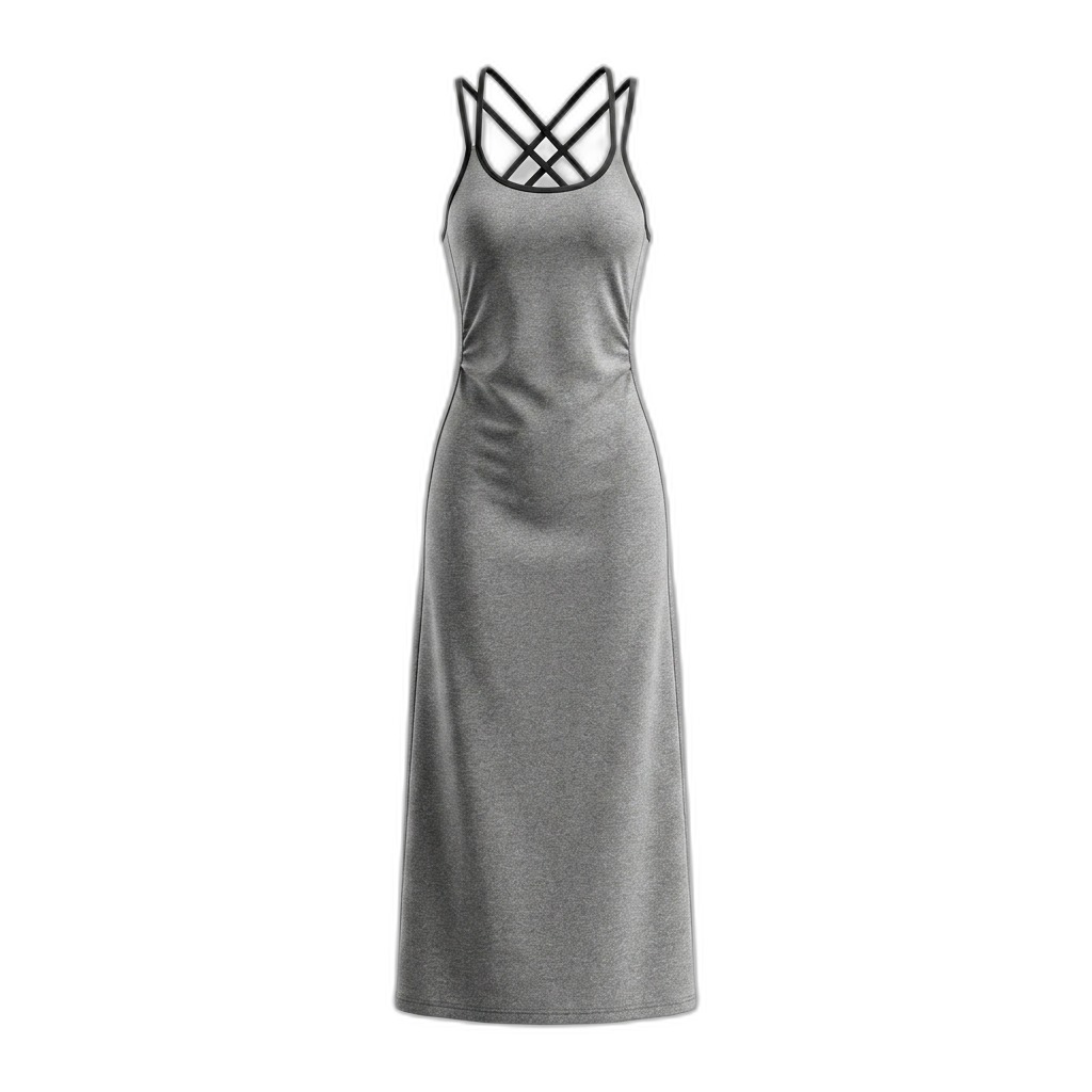 Women's Grey Criss-Cross Back Maxi Dress