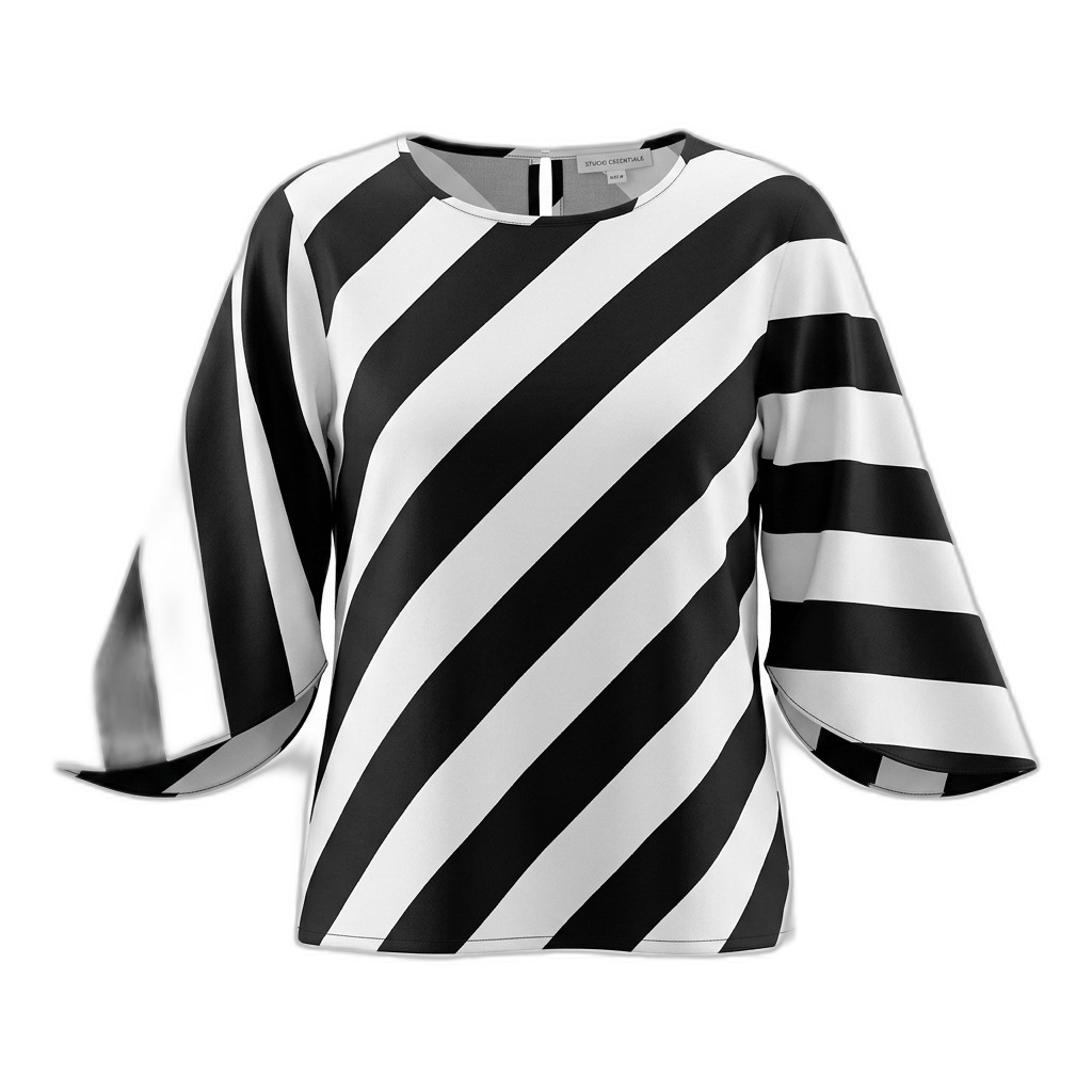 Black & White Diagonal Striped Blouse