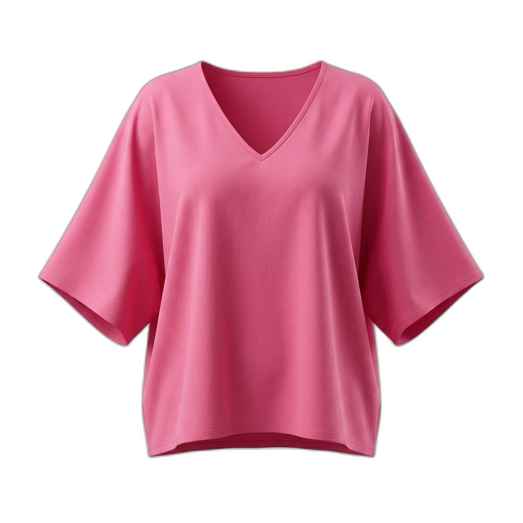 Women's Pink V-Neck Dolman Sleeve T-Shirt