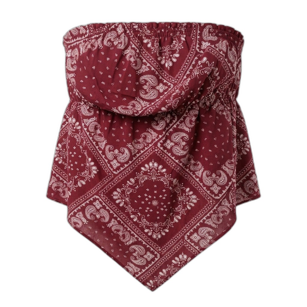 Maroon Paisley Strapless Bandana Top for Women