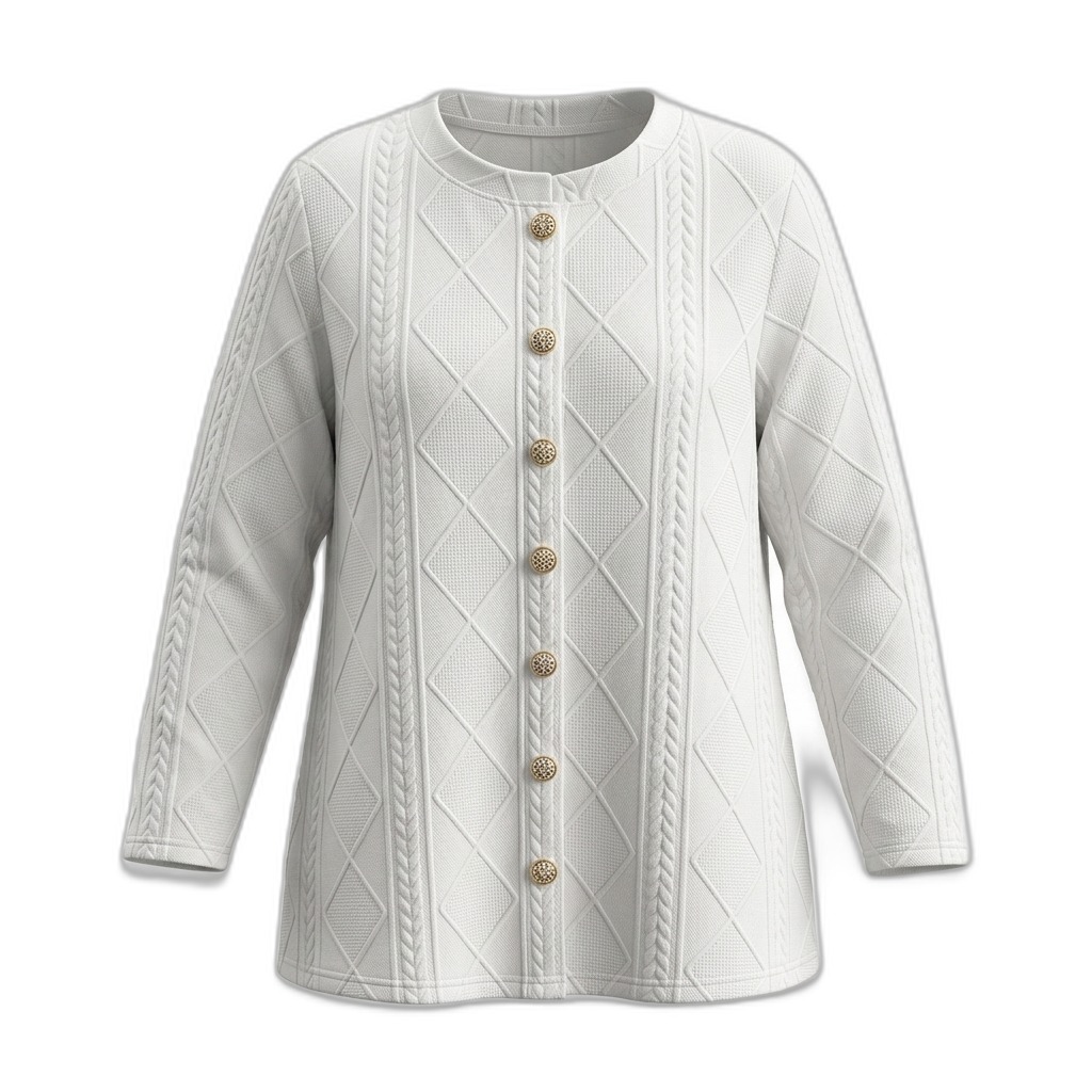 Women's White Cable Knit Cardigan