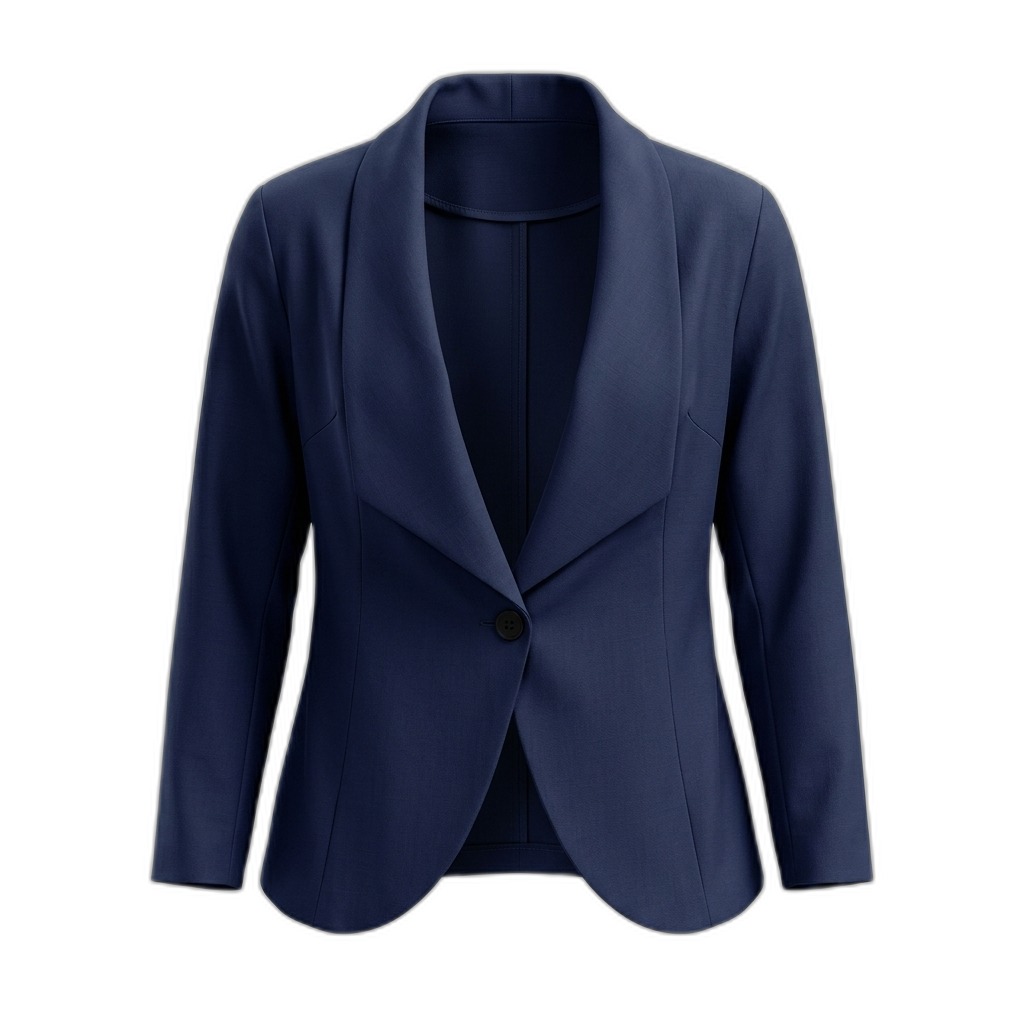 Women's Navy Blue Shawl Collar Blazer
