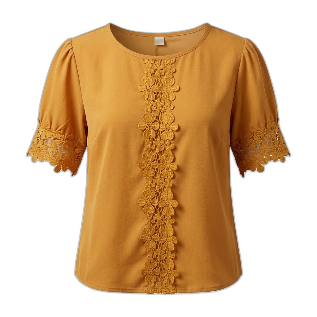 Elegant Mustard Yellow Lace Blouse for Women