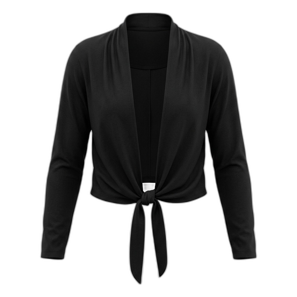 Black Tie-Front Shrug for Women