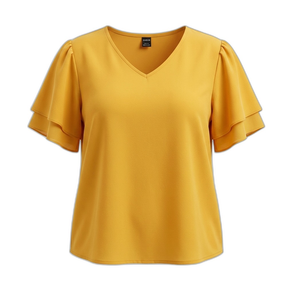 Women's V-Neck Ruffle Sleeve Top