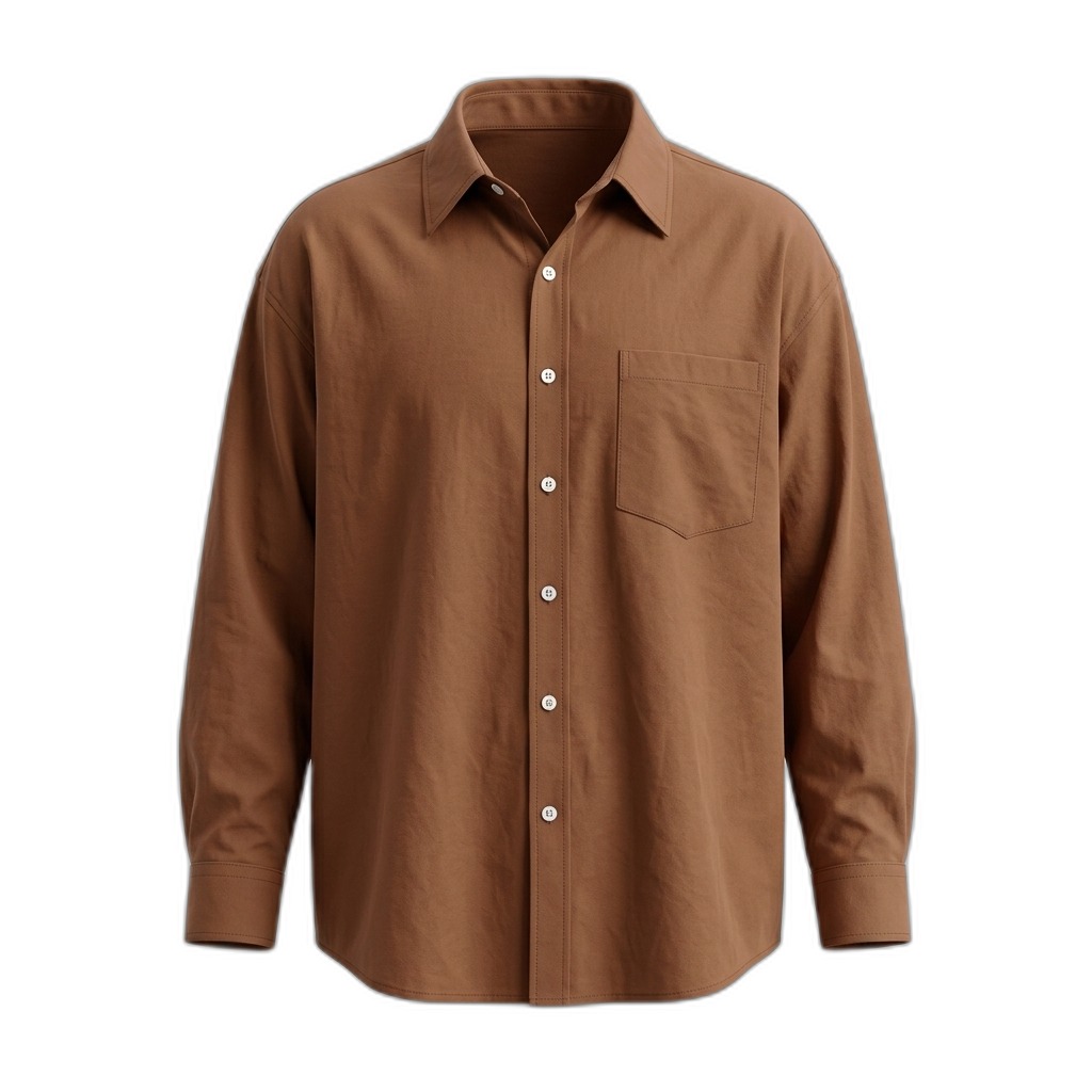 Oversized Solid Brown Casual Shirt for Men