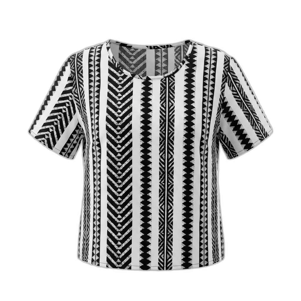 Women's Tribal Print T-Shirt | Black & White