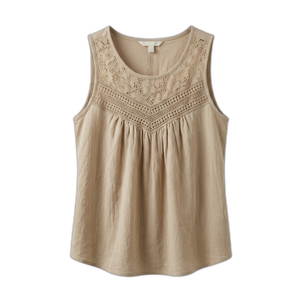 Women's Crochet Yoke Sleeveless Top