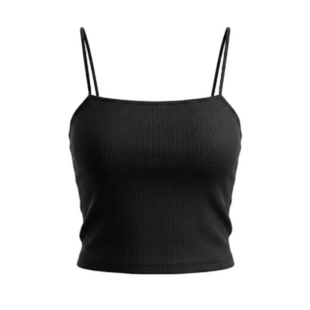 Black Ribbed Crop Top for Women