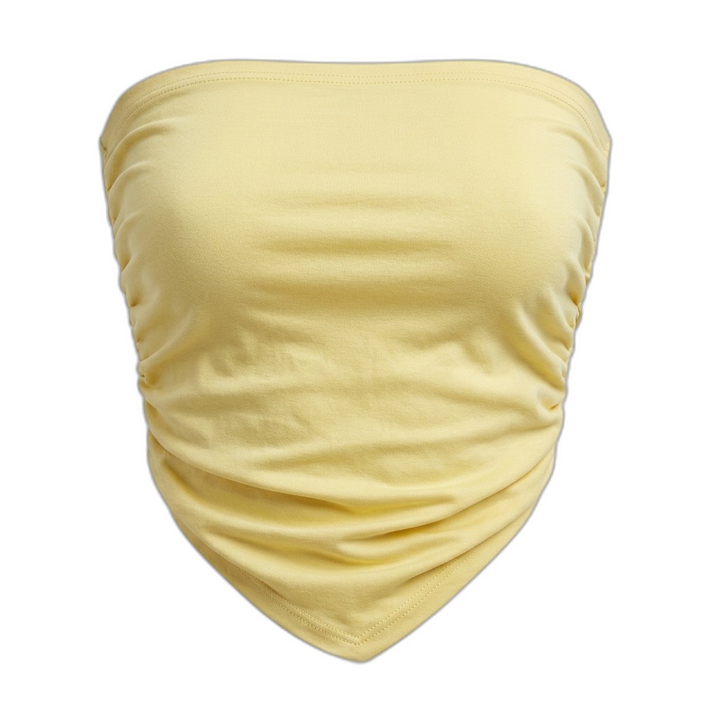 Yellow Ruched Bandeau Tube Top for Women