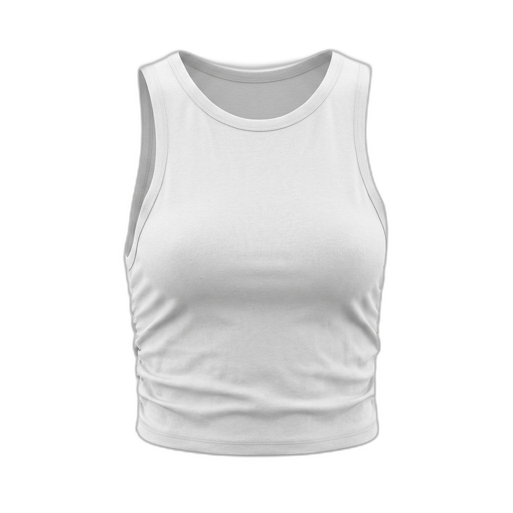 Women's White Ribbed Crop Tank Top