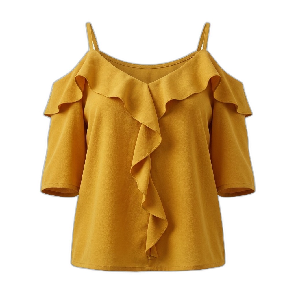 Stylish Ruffled Cold Shoulder Top for Women
