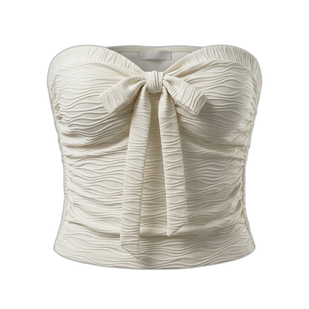 Women's Textured Strapless Bow Front Top