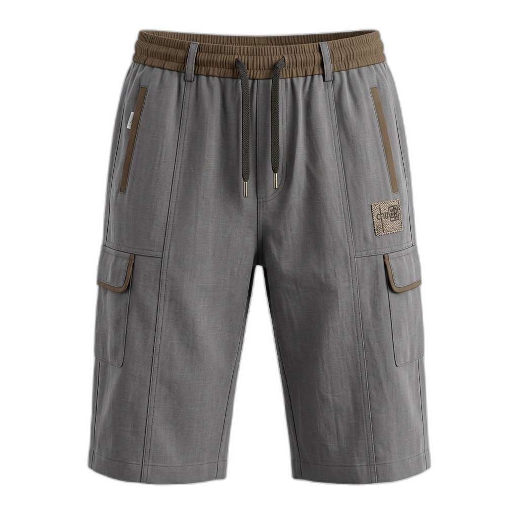 Men's Grey Cargo Shorts with Drawstring