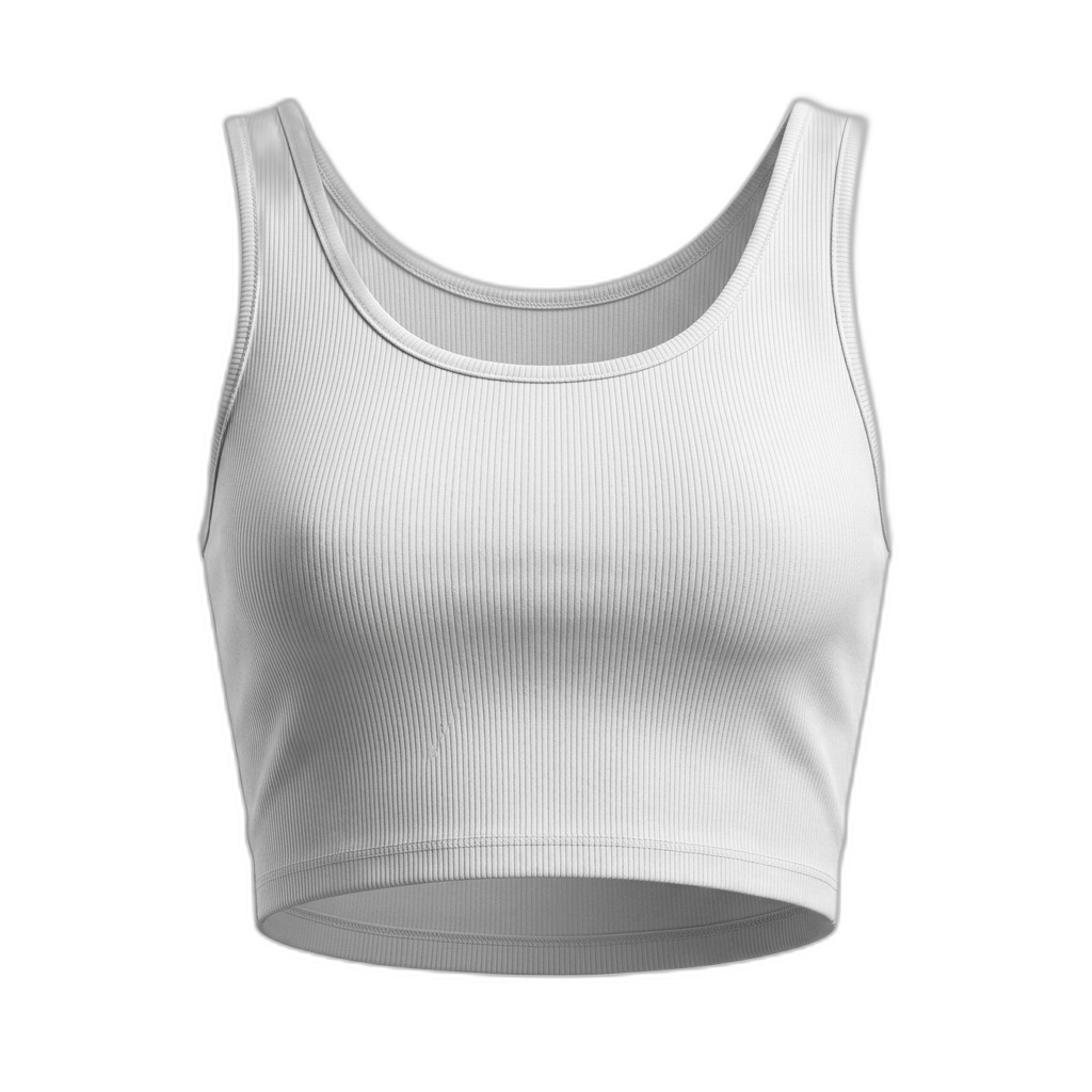 White Ribbed Crop Top for Women