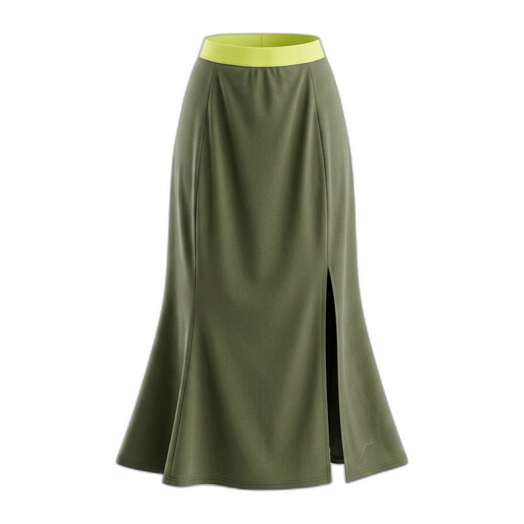 Olive Green Maxi Skirt with Slit