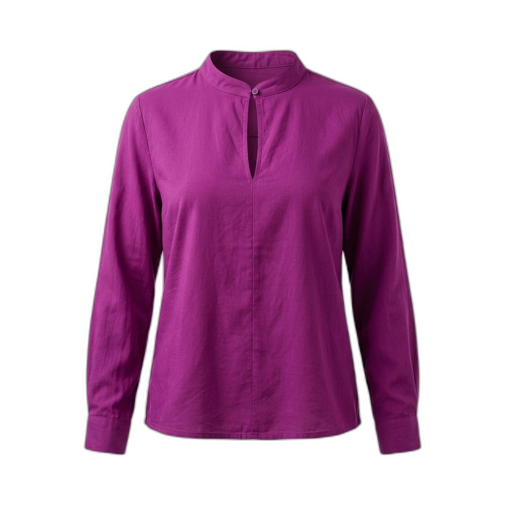 Women's Purple Mandarin Collar Blouse