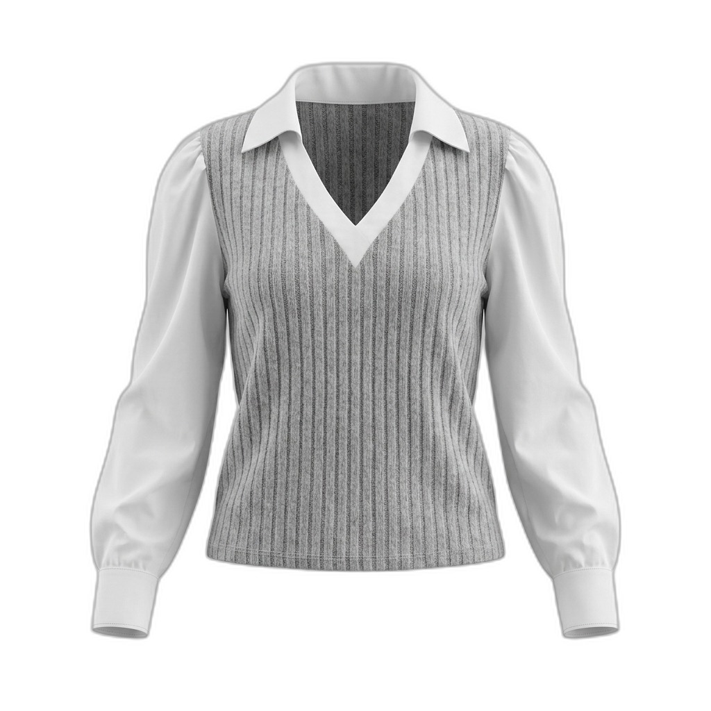 Women's Ribbed V-Neck Sweater Vest Blouse Top