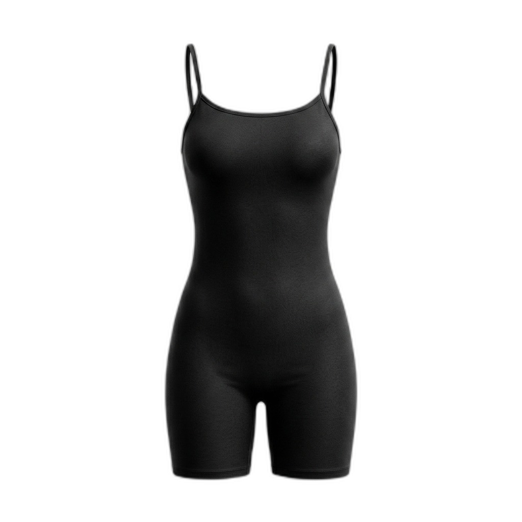 Black Spaghetti Strap Bodysuit Romper for Women