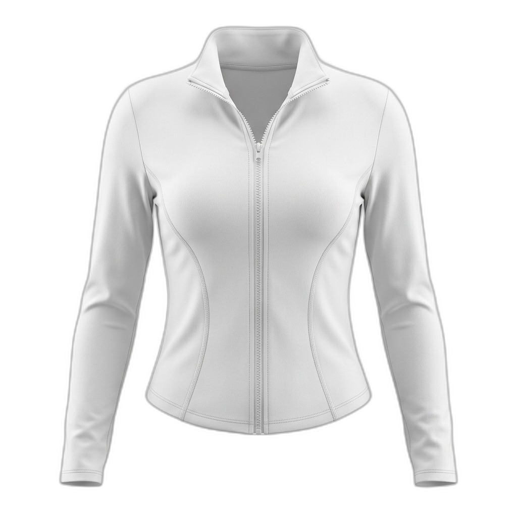 Women's White Full-Zip Activewear Jacket