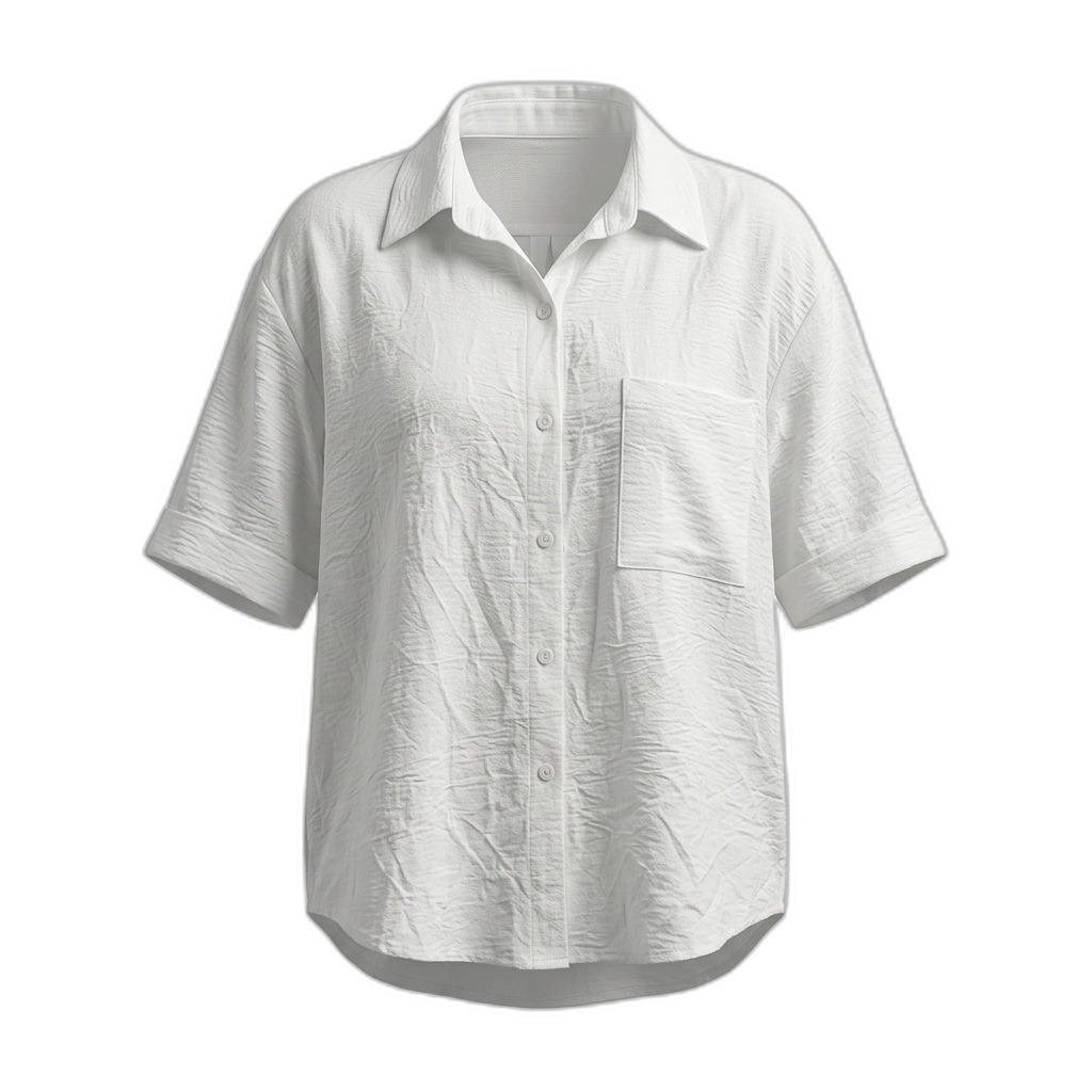 Women's White Crinkle Cotton Blend Shirt