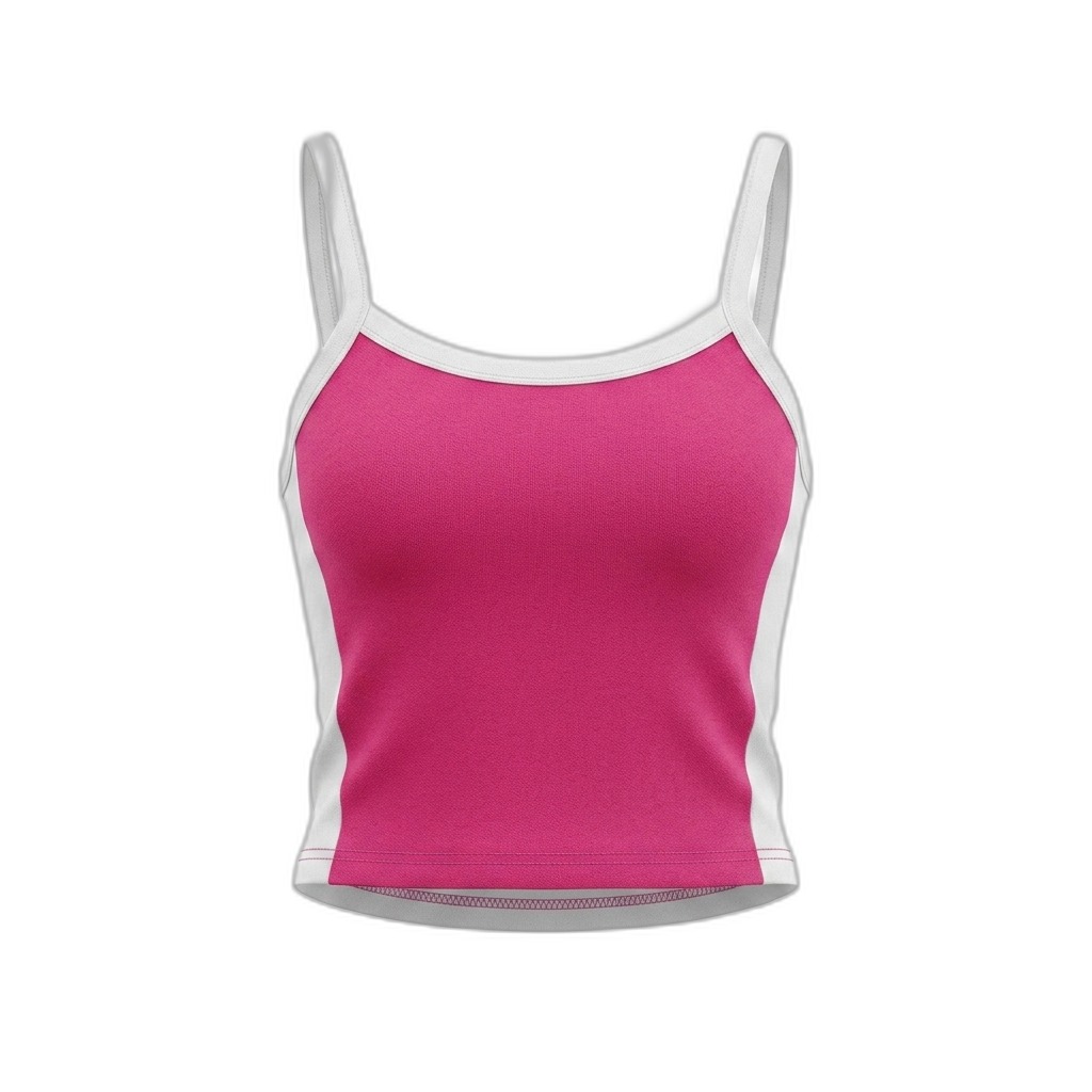 Women's Pink & White Crop Top Camisole