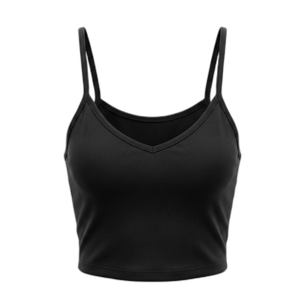 Women's Black V-Neck Crop Top