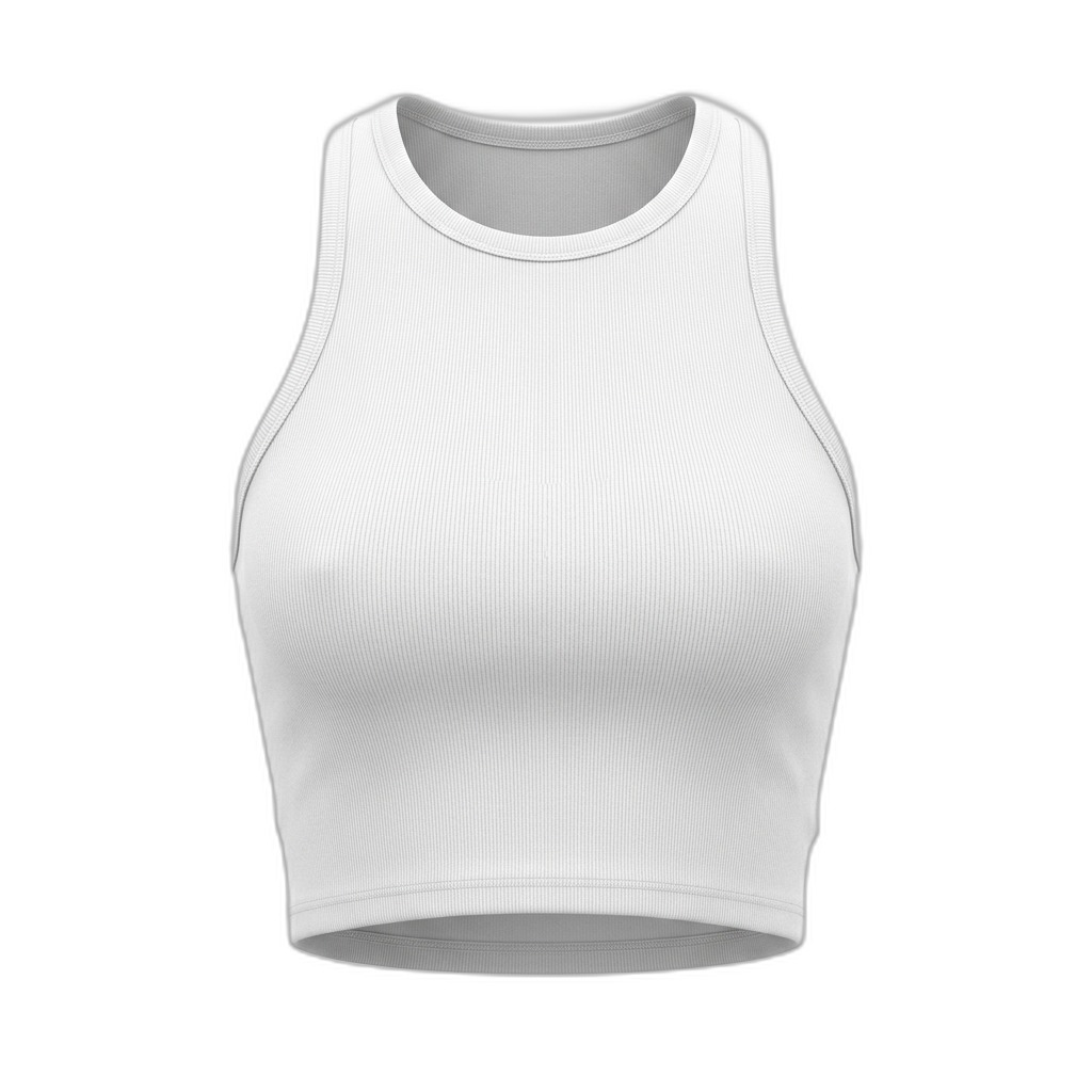 White Ribbed Crop Tank Top for Women