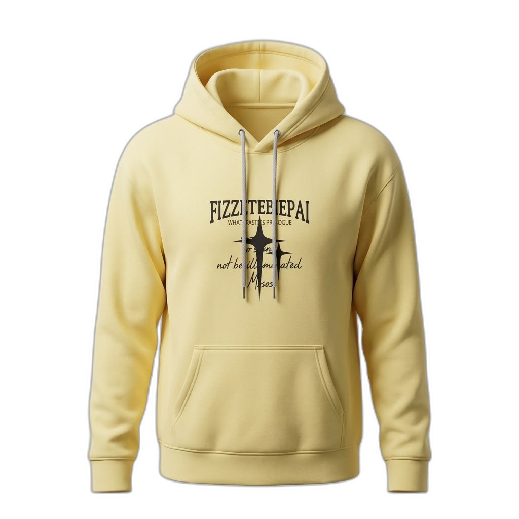 Yellow Graphic Print Hoodie with Quote