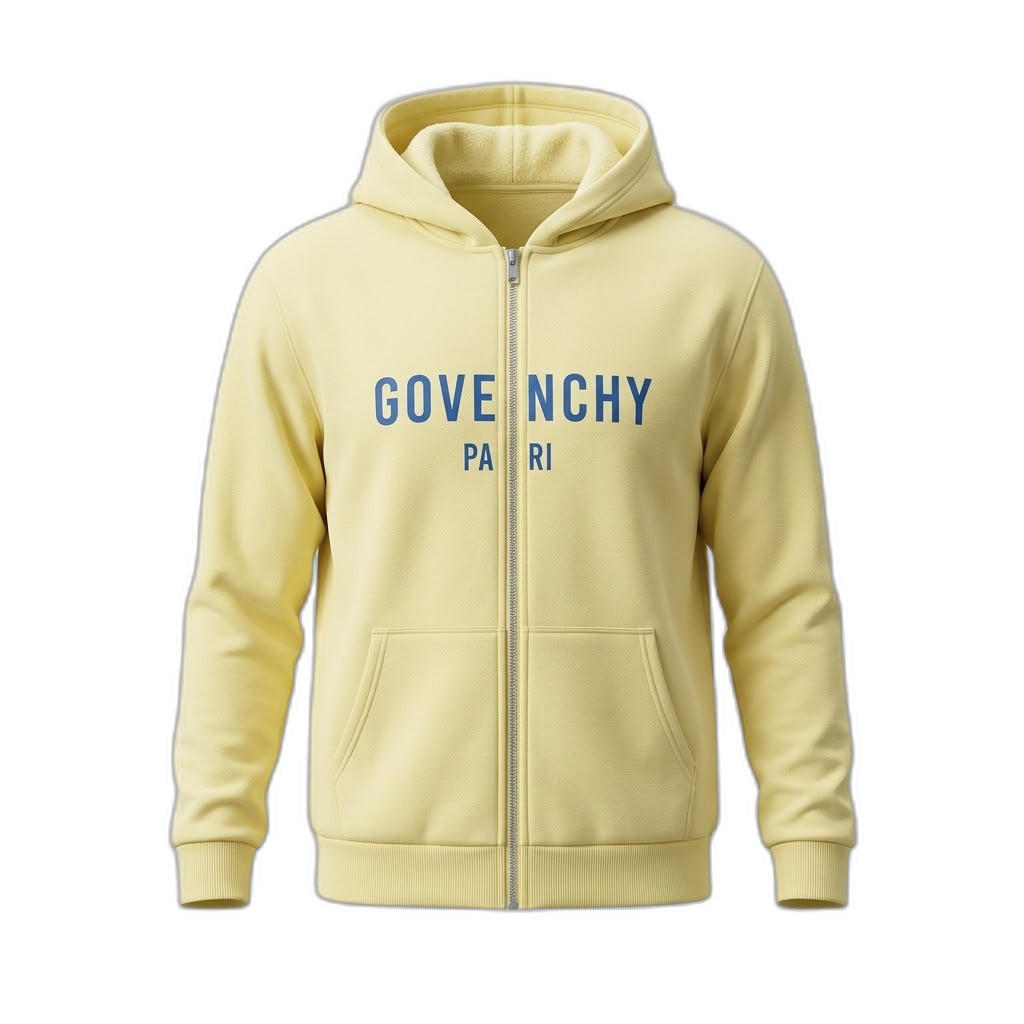 Parody Logo Full Zip Hoodie - Pale Yellow