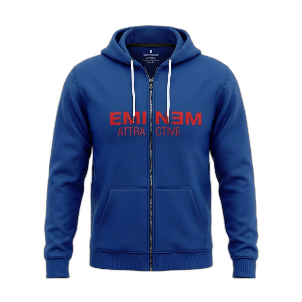 Eminem Attractive Blue Zip-Up Hoodie