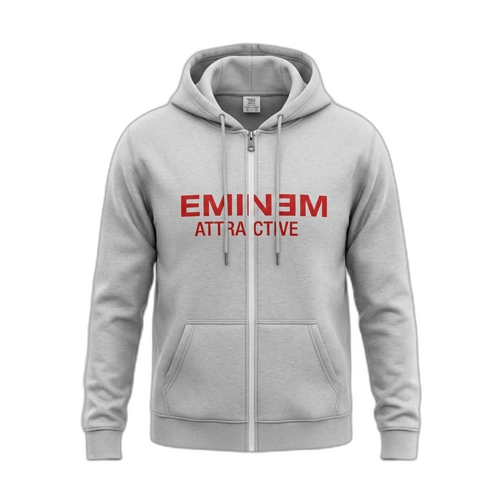 Eminem Attractive Grey Zip-Up Hoodie