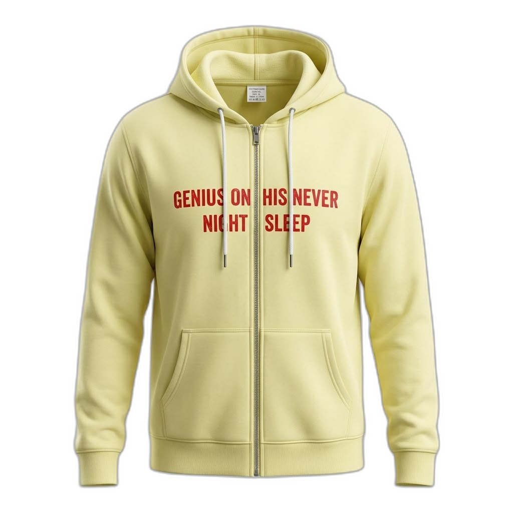 Yellow 100% Cotton Zip Hoodie | Genius Print