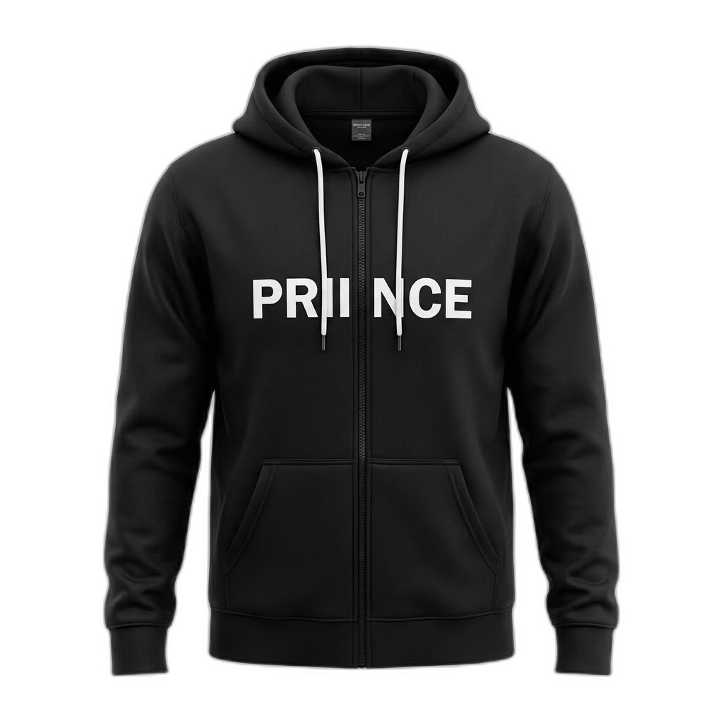 PRIINCE Black Zip-Up Hoodie for Women
