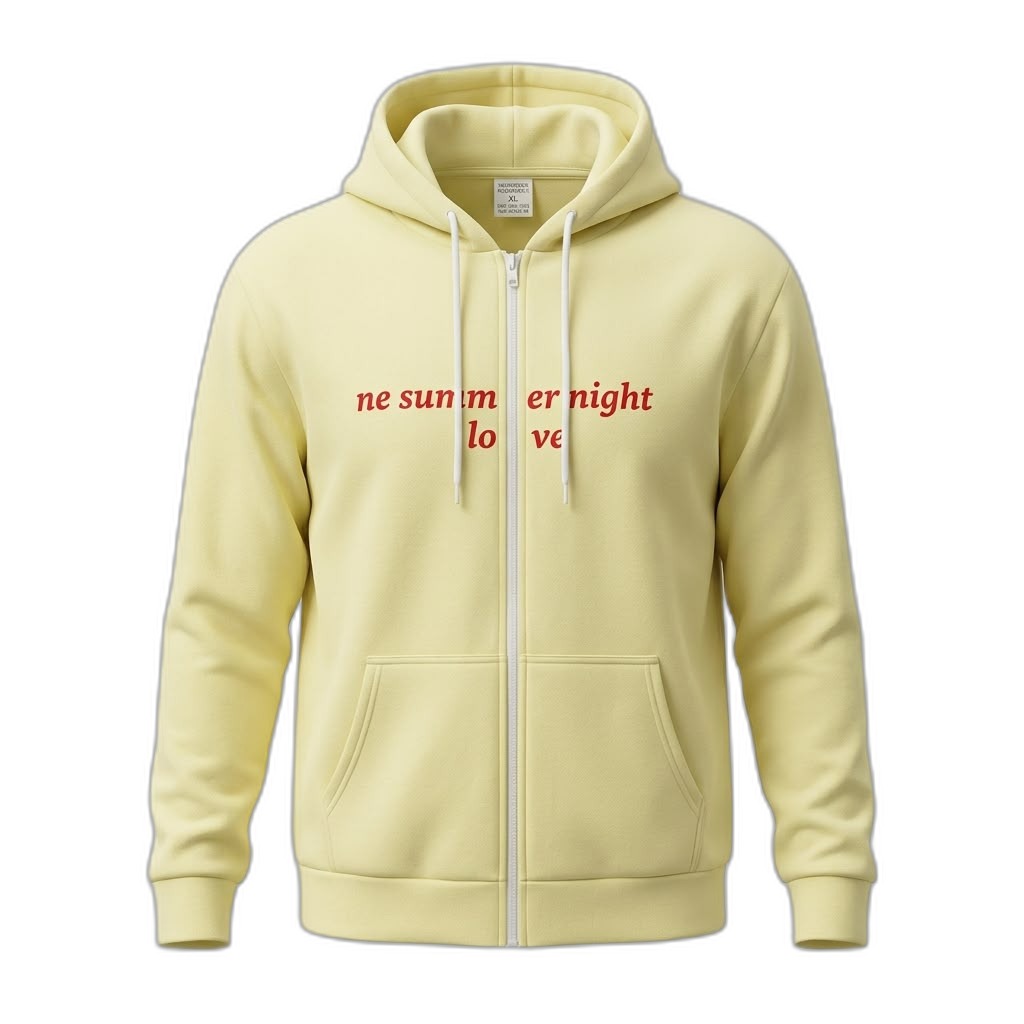 Yellow 'One Summer Night Love' Zip Hoodie