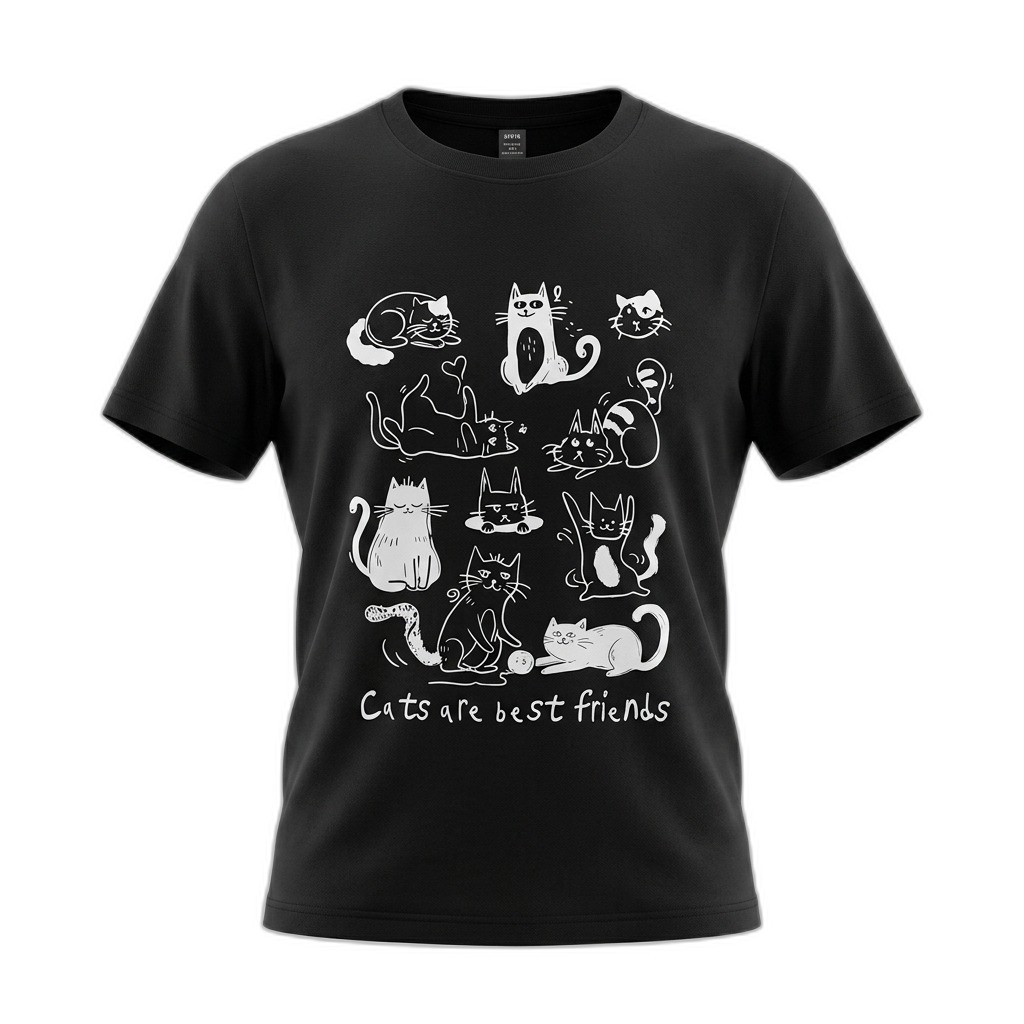 Men's Black Cats Graphic T-Shirt