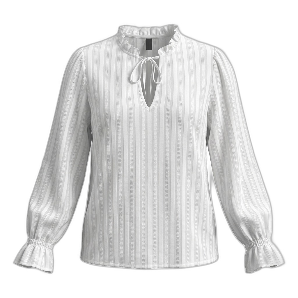 Women's Striped Ruffle Neck Blouse