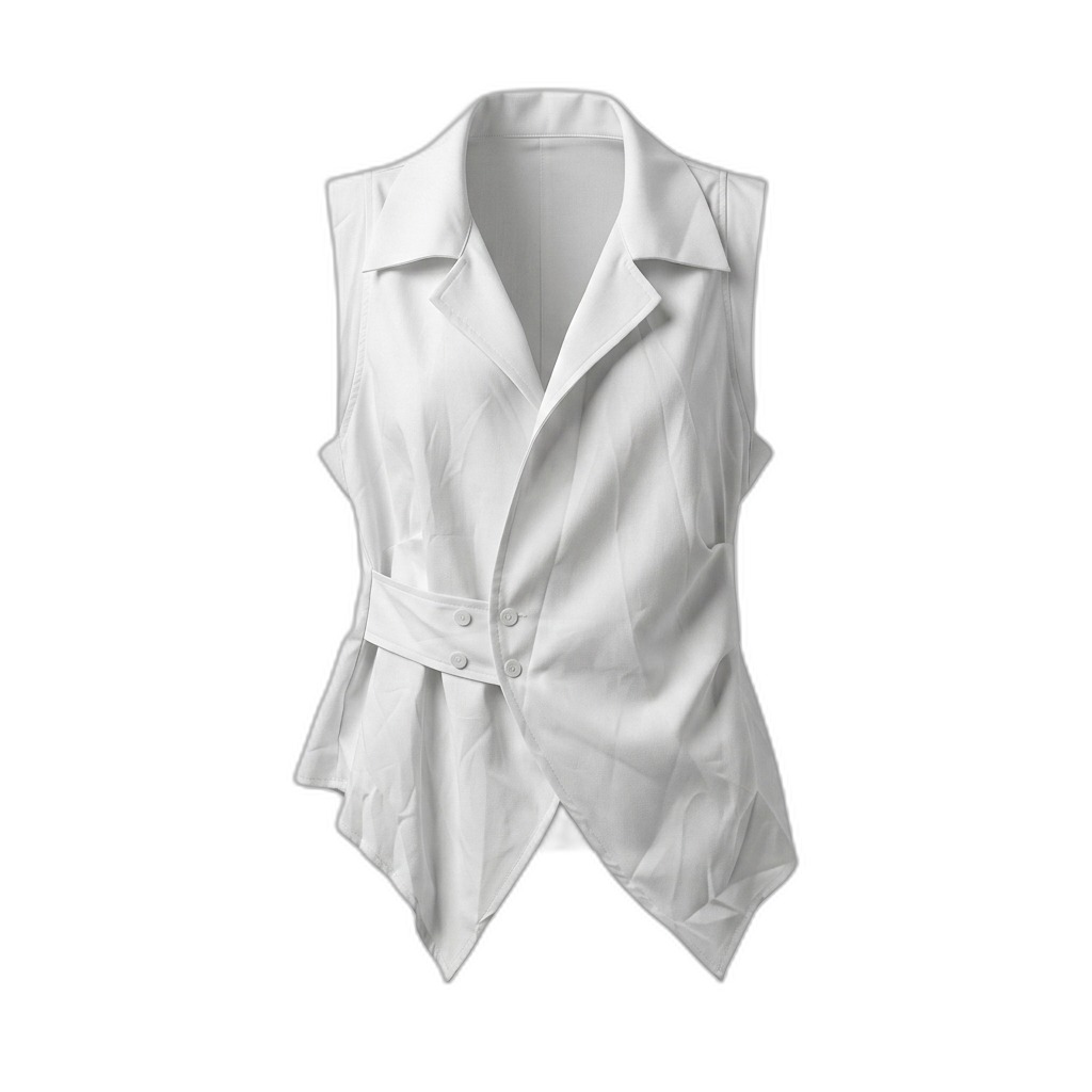 Women's White Collared Sleeveless Vest Top